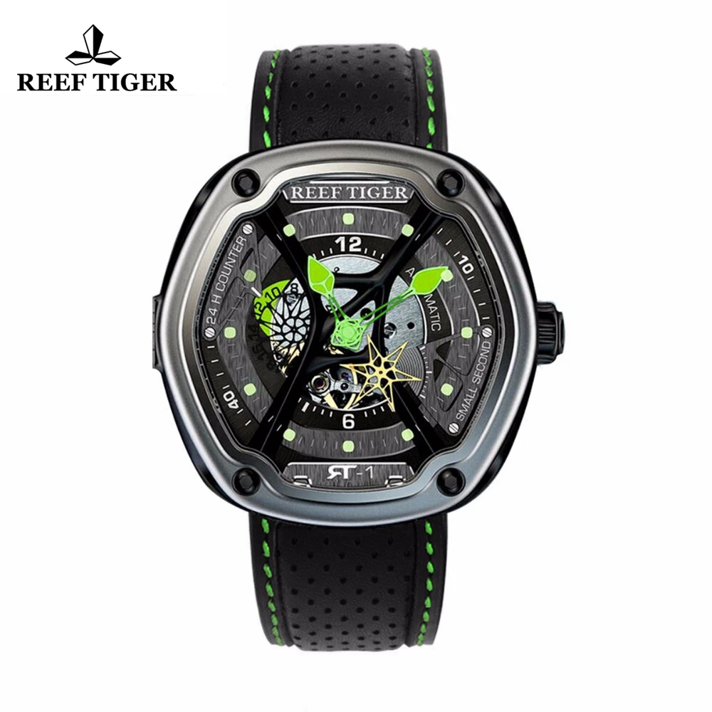 Спортивные часы Reef Tiger/RT спортивные с светящимся циферблатом автоматический