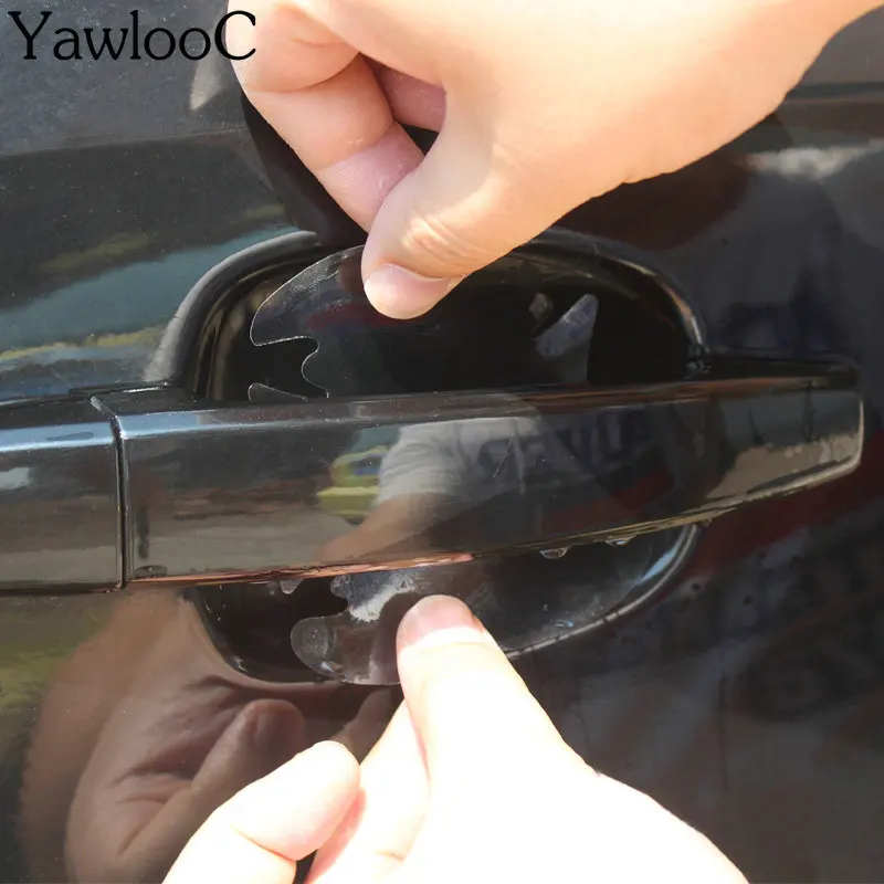

YawlooC 4pcs/lot Car Handle Protection Film Universal Invisible Car Door Handle Stickers Scratches Resistant Sticker