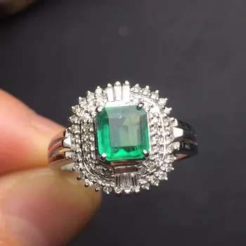 

Fine Jewelry Collection Item Real 18K White Gold 100% Natural Emerald Gemstone Love Female Wedding Rings for women Fine Ring