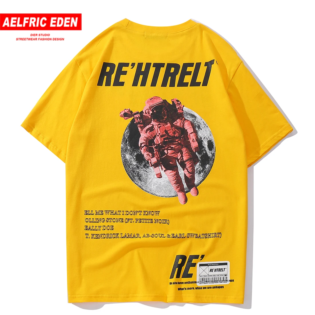 

Aelfric Eden Astronaut Print Fashion Short Sleeve T-shirts Men 2019 Summer Cotton Causal Short Sleeve Hip Hop Streetwear Tees