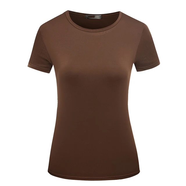 Plain T Shirt Women Polyester Elastic Basic T-shirts Female Casual Fashion Tops Short Sleeve T-shirt Tees Pullovers S-2XL YF1032
