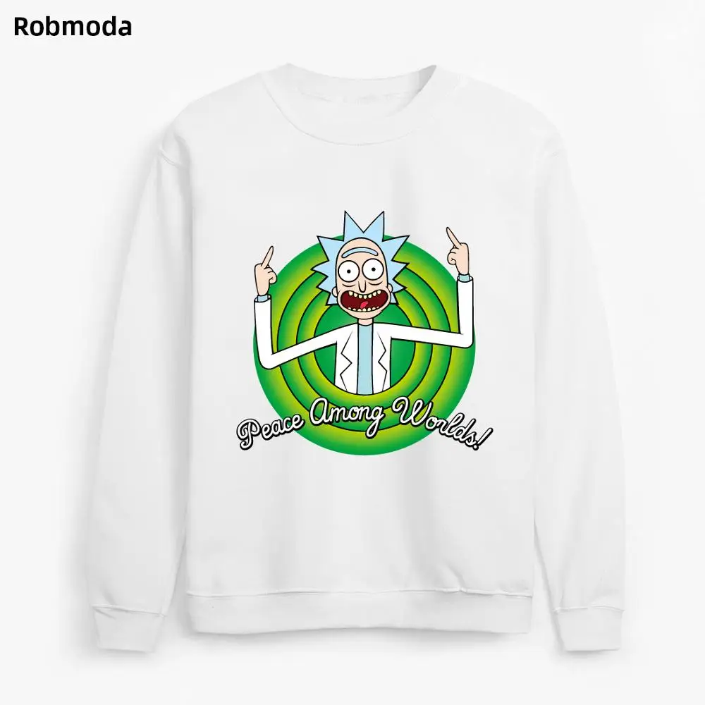 

2019 new Autumn Character Anime Cool Rick Morty hoodies Peace Among Worlds Folk hoodie men women Cotton Casual Funny sweatshirt