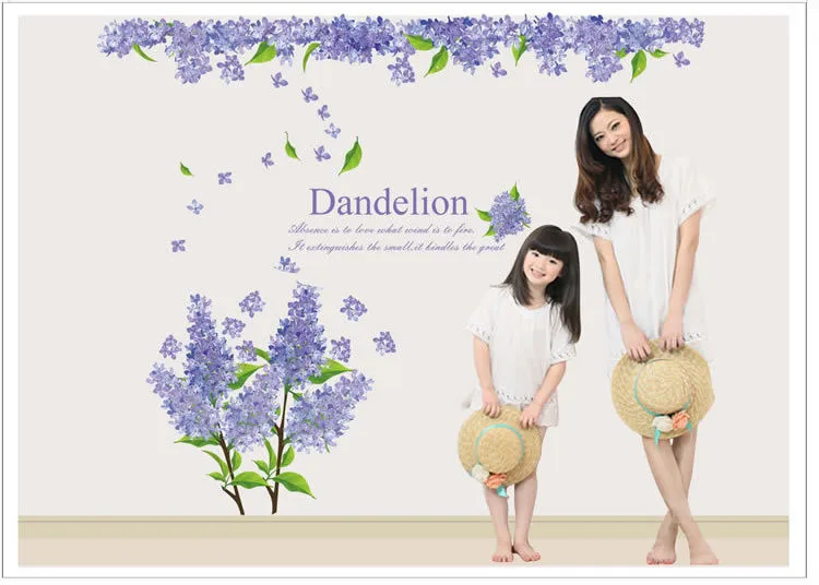 

Country Style Purple Lavender DIY Wall Stickers Living Room TV/Sofa Backdrop Decor Mural Decal Wallpaper ABC1004