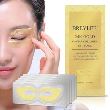 

10pairs 24K Gold Collagen Eye Mask Anti-Aging Remove Dark Circles Wrinkle Sheet Eye Patch For Eye Skin Care BREYLEE Cosmetics
