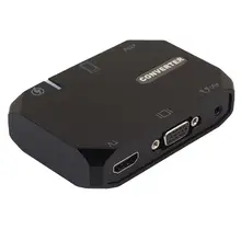 3 in 1 HDTV Converter Adapter HDMI VGA AVI RCA AUX USB-A Video Audio Converter Box for Tablet Pad to High Definiton TV Projector