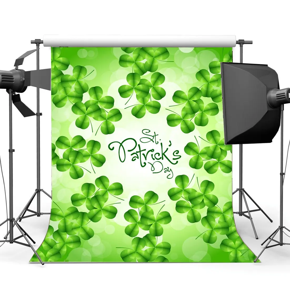 

Lucky Irish Shamrock Backdrop Happy St.Patrick's Day Green Four-leaf Clover Nature Spring Holiday Background
