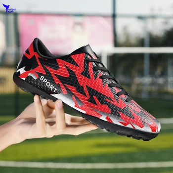 

Breathable Men Indoor Turf Soccer Shoes Hard Court Trainer Sport Sneakers TF Futsal Boots Football Cleats crampons de foot 35-44