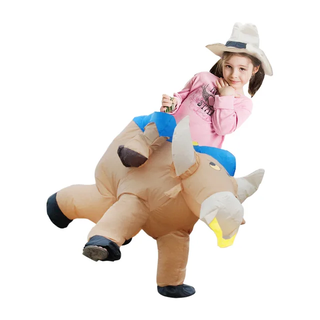 Funny Cowboy Rider on Horse Inflatable Costume Outfit Adult Fancy Dress Carnival Blow Up