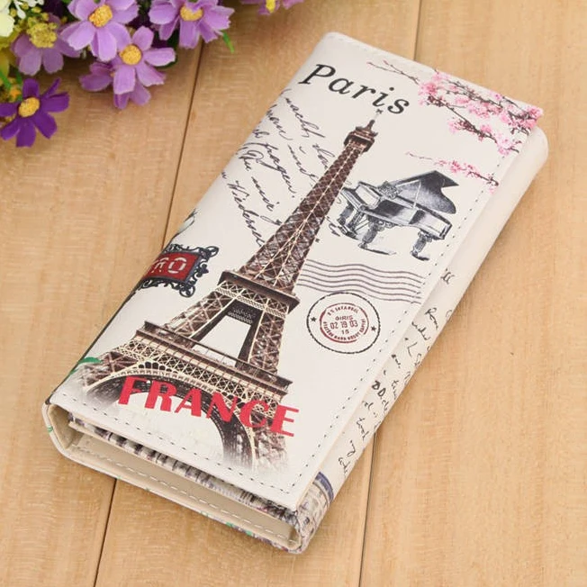 Женские кошельки с рисунком Парижской башни, держатель для id карты, женские кошельки, сумка-кошелек для монет, длинный клатч, сумочки для девушек, кошелек, сумки