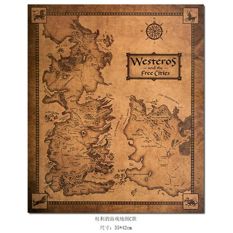 

Game of Thrones Westeros Map Retro Kraft Paper Poster Interior Bar Cafe Decorative Painting Wall Sticker 42X36cm
