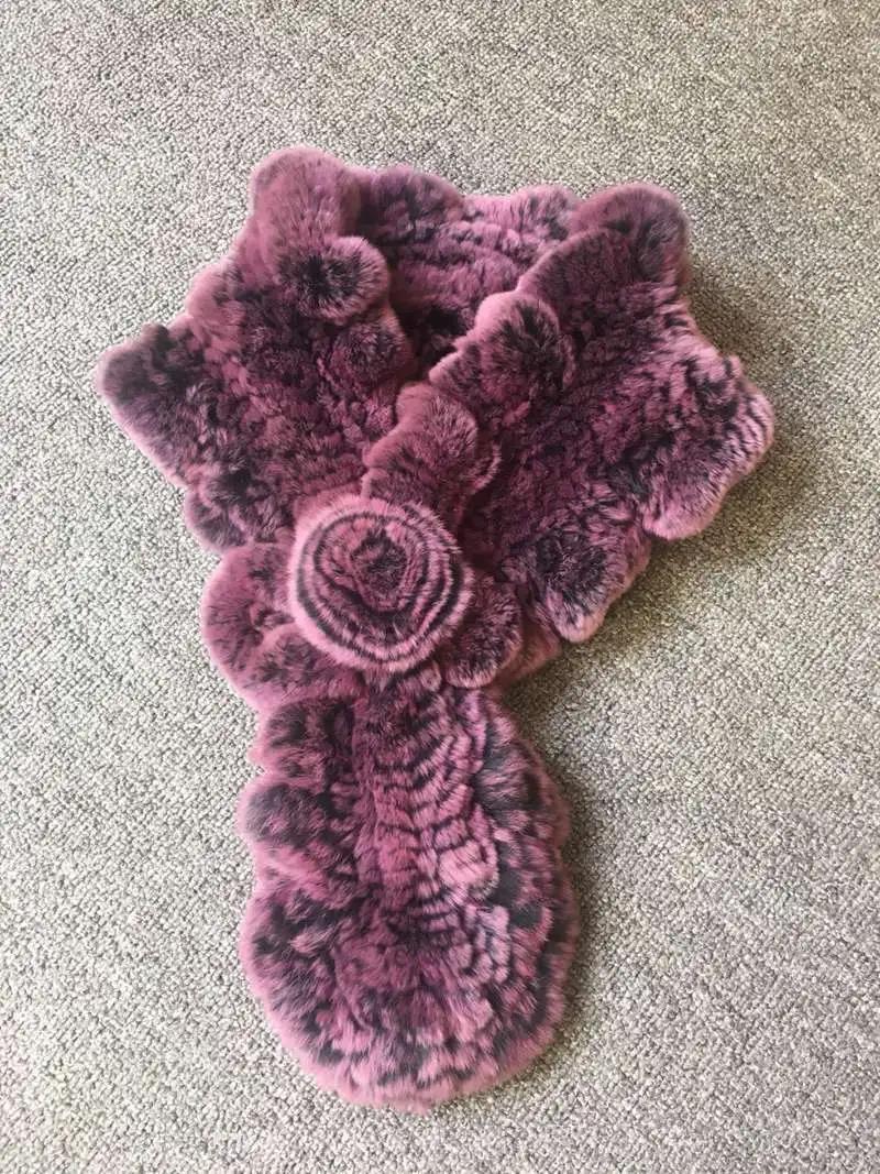 genuine knitted rabbit fur scarf neck collar (3)