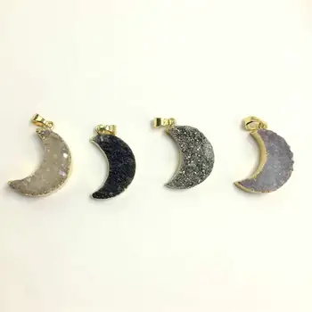 

1PCS Natural stone crystal quartz small crescent pendant charms for jewelry making merry christmas
