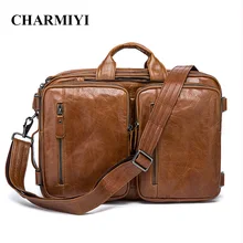 CHARMIYI 100% Genuine Leather Men Messenger Bags Multifunction Men Crossbody Bag Laptop Briefcase Business Bag Tote Travel Bags