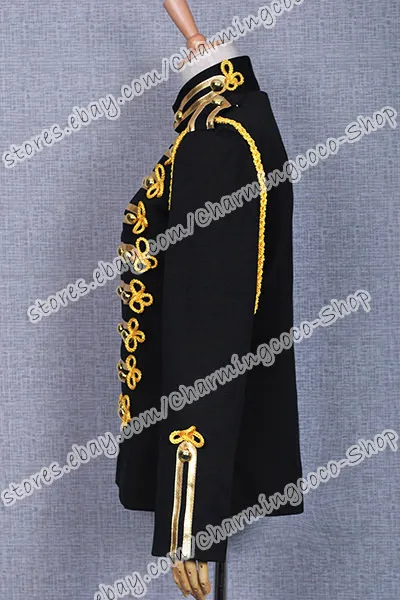 Details about   Michael Jackson Military Prince Black Cosplay Costume Gold Stripe Short Jacket：
