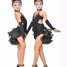 Стиль, детские костюмы для латинских танцев, спандекс, с кисточками, платье для латинских танцев для девочек, платья для латинских танцев, S-4XL