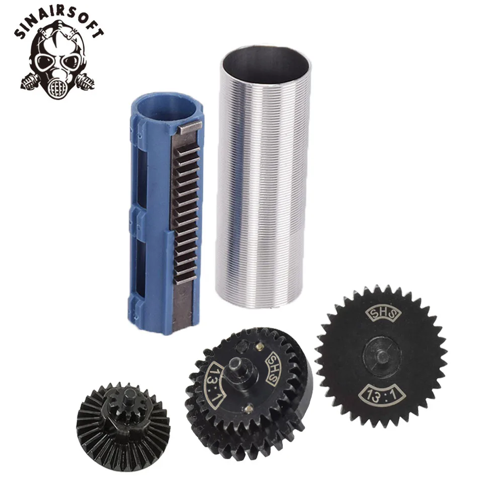 SHS-13-1-Gear-Nozzle-Cylinder-Spring-Guide-14-Teeth-Piston-Kit-Fit-Airsoft-MP5-AK