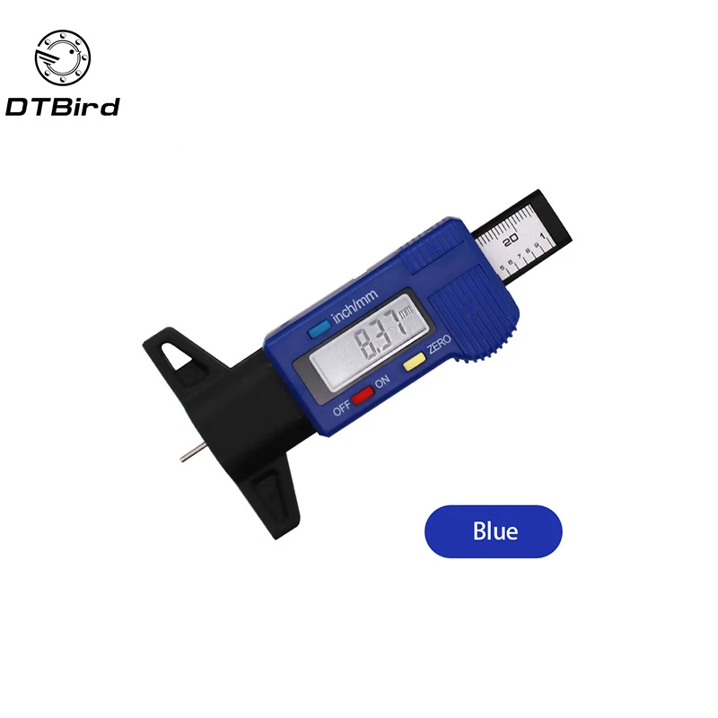 Высокоточный цифровой измеритель глубины протектора, автоматическое обнаружение износа давления в шинах, инструменты для измерения безопасности автомобиля, Электронный штангенциркуль - Цвет: Blue