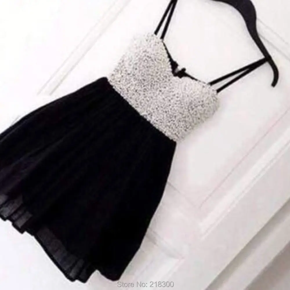 black and silver short dress