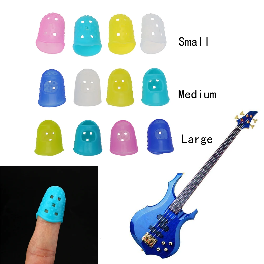 

4Pcs/set Fingerstall Silicone Left Hand Fingertip Protector Guitar String Finger Guard Tool Finger Ballad Guitar S/M/L