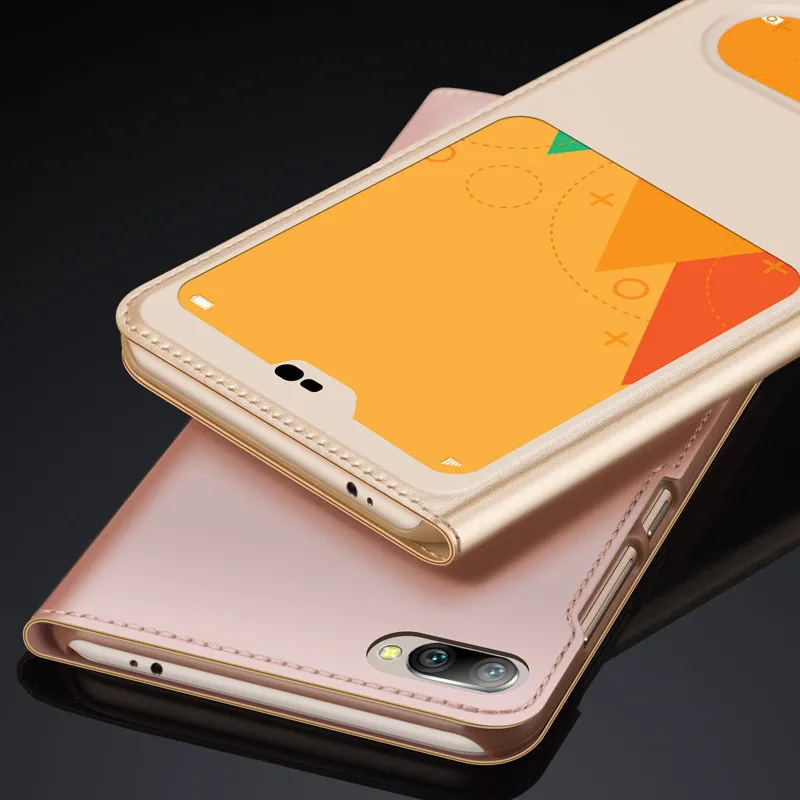 

WeeYRN Open Window PU Leather Flip Case Huawei Honor 10 honor10 Luxury Case View Quick Answer Case Cover Huawei Honor 10 Funda