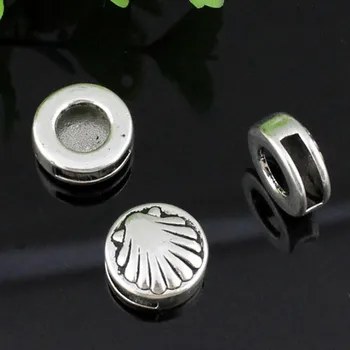 

20pcs Flat Round Scallop Slider for Bracelet Necklace Cord Beads watch Chain Beads DIY Making Accessory 13mm Hole:10x2.5mm