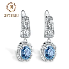 GEM'S BALLET 3.15Ct натуральный Лондон Голубой топаз Драгоценный Камень Висячие серьги 925 пробы серебряные классические серьги хорошее ювелирное изделие для женщин