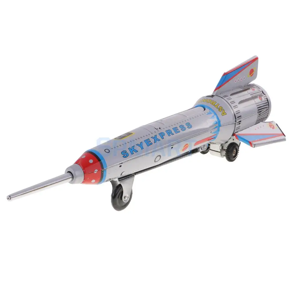 

Vintage Retro Rocket Spaceship Model Clockwork Wind Up Tin Toy Adult Collectible Gifts