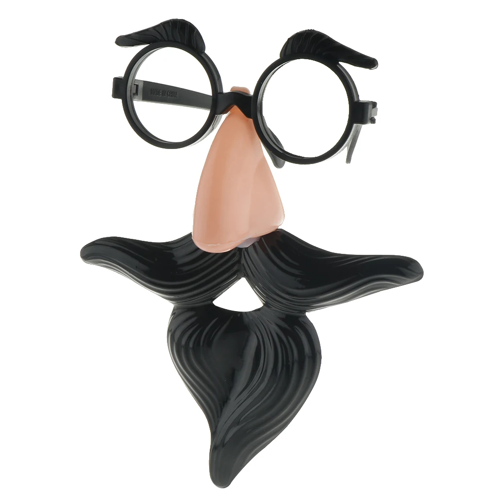 Novelty Funny Black Eyebrows Mustache Big Nose Glasses Halloween Masquerade Costume Party Eyeglasses Props for Men Women