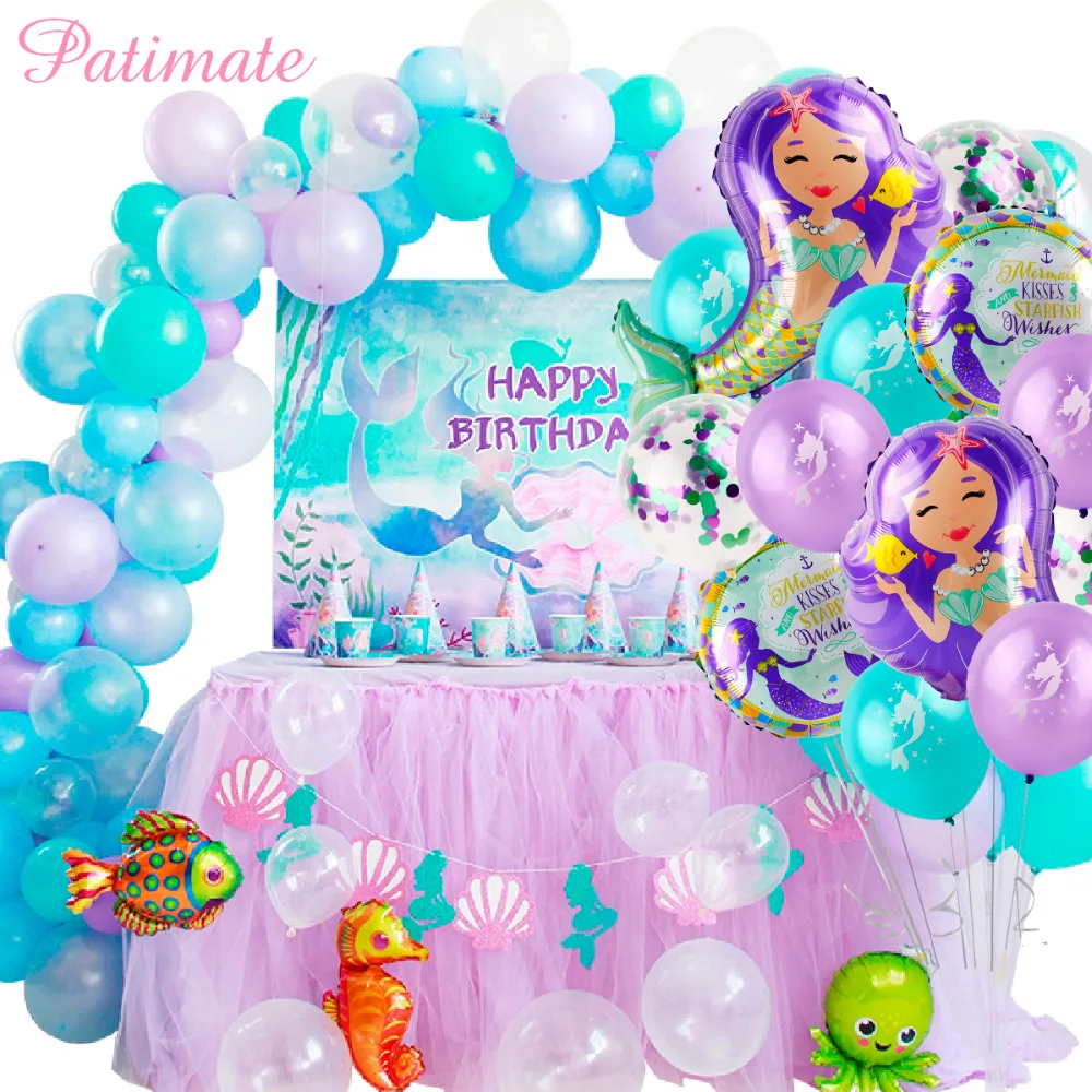 

PATIMATE Mermaid Balloons Decoration Birthday Party Decorations Kids Mermaid Party Ballon Baby Shower Party Balloons Decoration