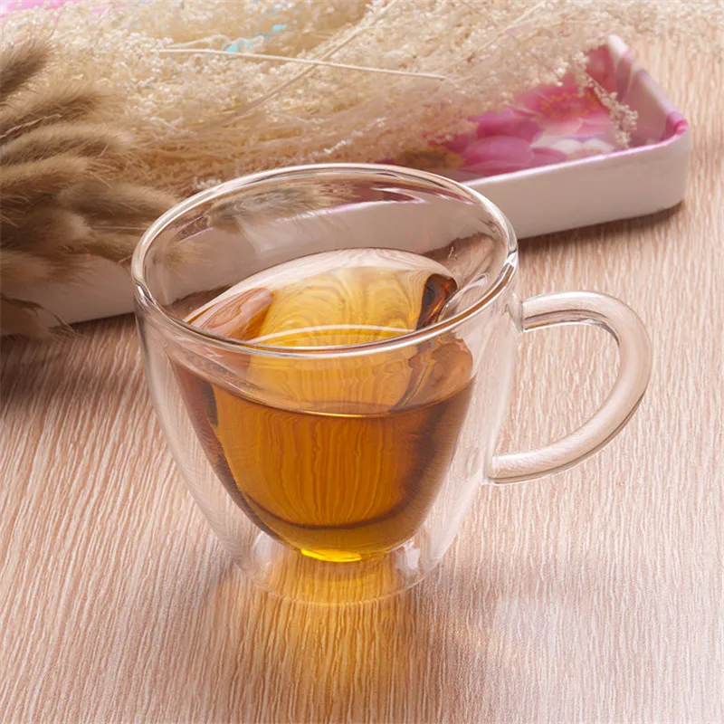 Heart Love Shaped Double Wall Glass Cup  Resistant Kungfu Tea Cup Milk Lemon Juice Cup Drinkware Lover Coffee Cups Mug Gift6