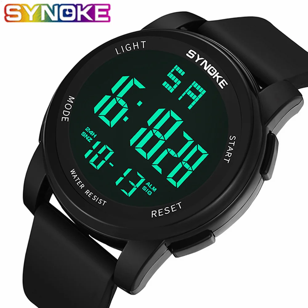 SYNOKE Digital font b Watch b font Men font b Watches b font LED Waterproof Digital