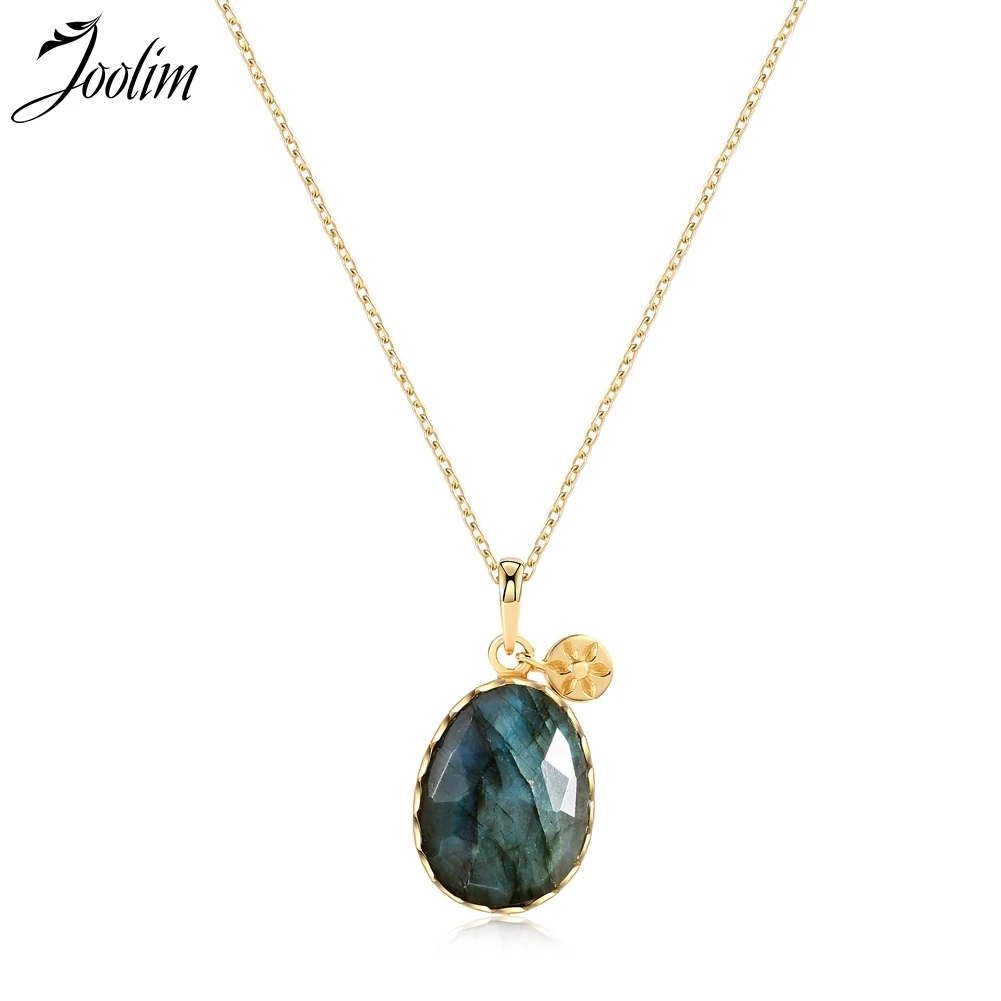 

JOOLIM ANTI-ALLERGIC Real 925 Sterling Silver Feldspar Pendant Necklace High END Design Jewelry