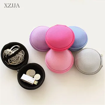 

XZJJA Home Travel Earphone Data Line Dustproof Box Portable Zipper Mini USB Cable Container Organizer Earphone Storage Boxes