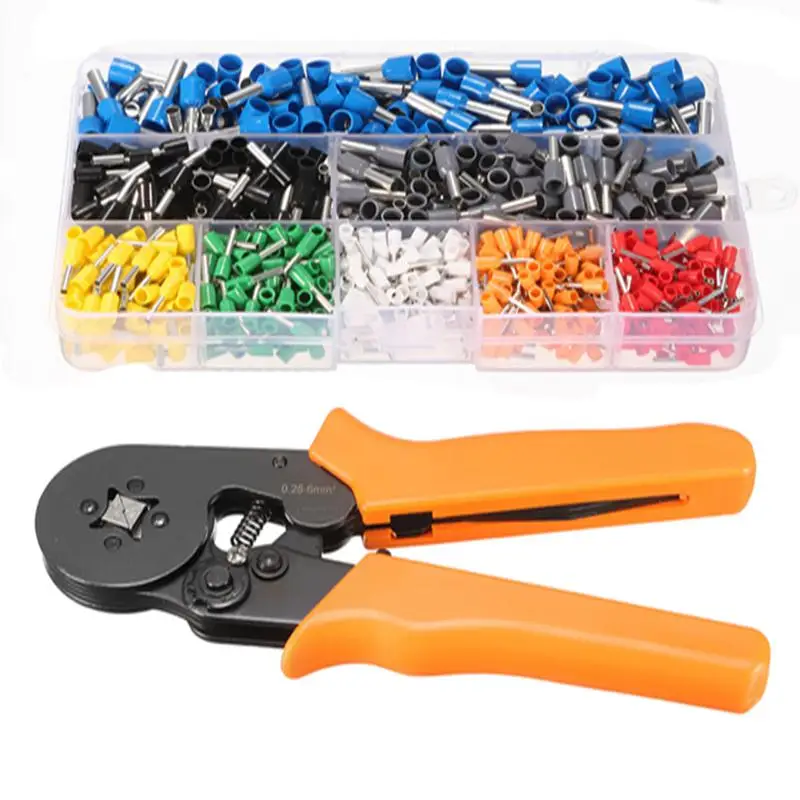 

800Pcs Connector Terminal Kit Set With 175m Adjustable Ratcheting Ferrule Crimper Plier Crimping Tool