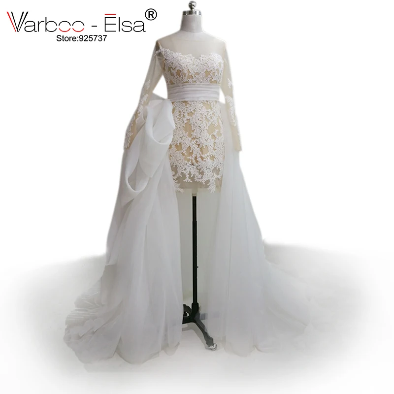 Vestido Novia 2018 свадебное платье из тюля со съемным шлейфом короткое спереди длинное