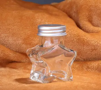 

50pcs Clear Glass Bottles decoration Stars Special Art Jars Gifts Vials Wishing Jars Candy Small Bottles with Aluminum capSN1492