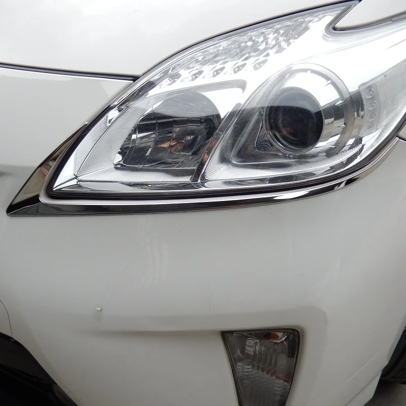 Накладки на передние фары из нержавеющей стали для Toyota Prius ZVW30 facelift 2012 2013 2014