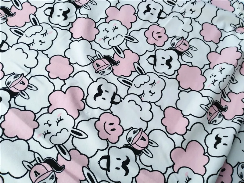 

50*170cm cartoon elastic Cotton terry cloth terry fabric for girls clothes
