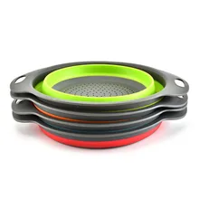 2 IN 1 Portable Drain Basket Plastic Folding Filter Fruit Basket For RetracTable Kitchen Sink Washing Basket (S+L)