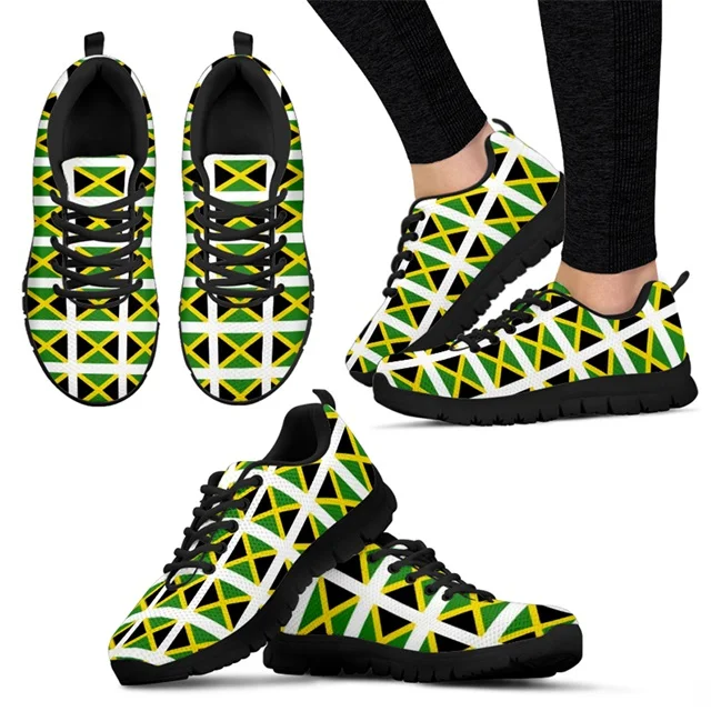 INSTANTARTS/мужские кроссовки с ямайским флагом, 3D принт, Модный молодежный тренажер для девочек, прогулочная обувь, весенние сетчатые Zapatos мужские ботинки на плоской подошве - Цвет: HMF1543BAQ