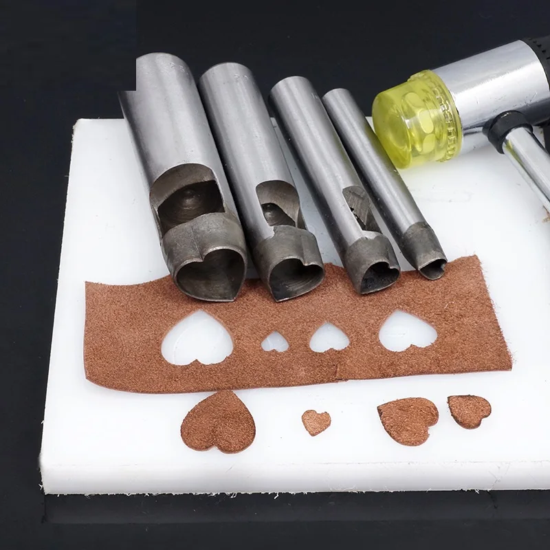 

1-11Pcs Heart-Shaped Punch Drilling Tool DIY Crafts Leather Punch Drilling Tool Leather Watches Belt Spacing Hole Set Quality