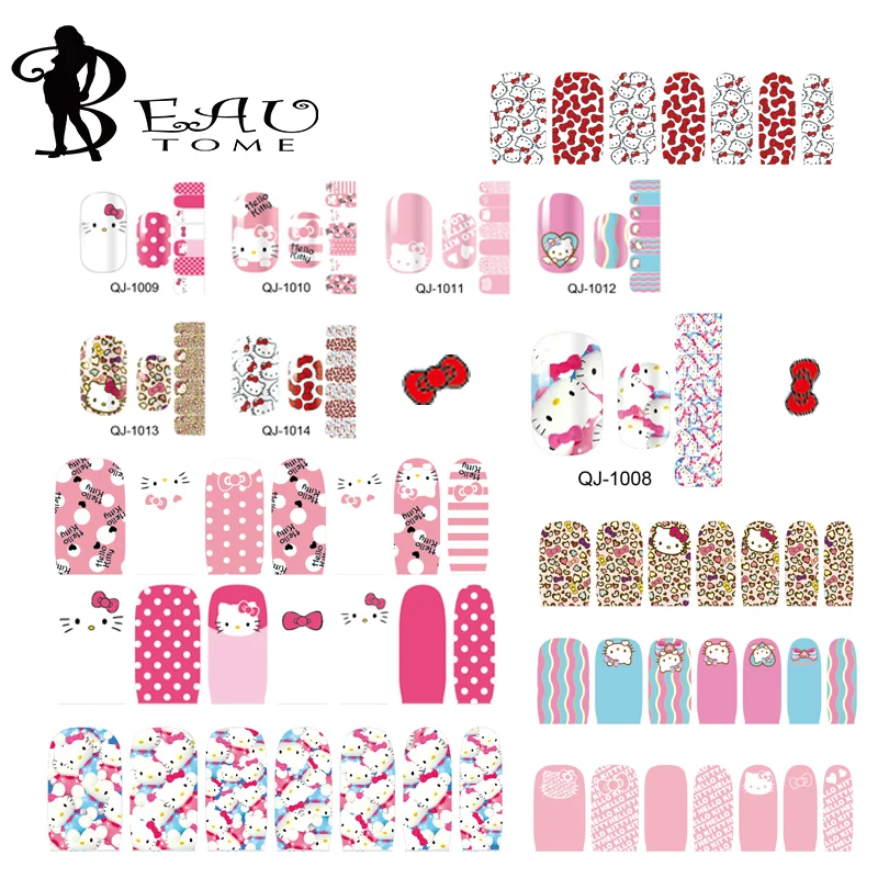 Beautome 14 Manicure Designs Colorful Hello Kitty Nail Stickers, Nails