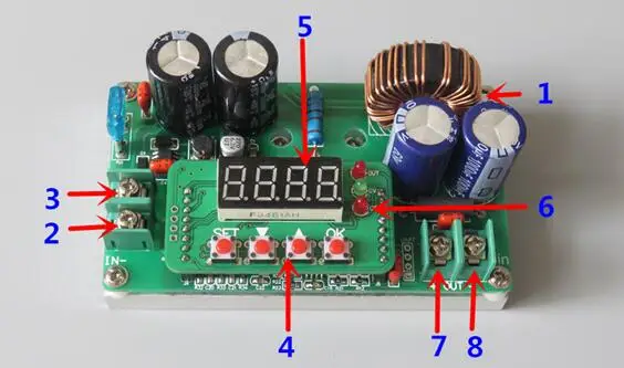 Цифровой Управление блок питания с источником питания от постоянного тока, 6 V-65 V до 0-60 v 8A регулируемый Бак регулируемый Постоянное напряжение постоянного тока Ёмкость метр