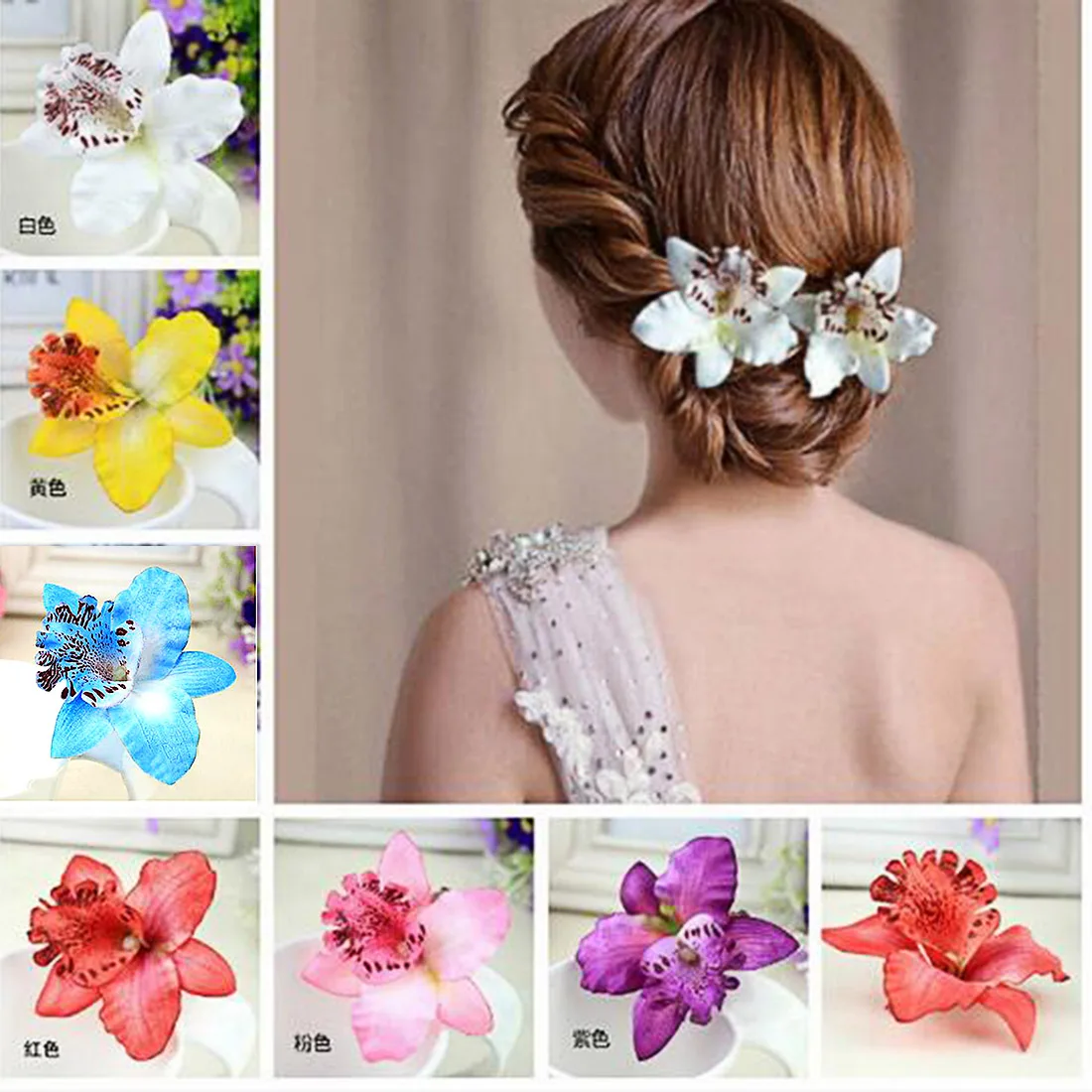 

Good 7Colors Bohemia Style Orchid Peony Flowers Hair Clips Beach Hairpins Women Hair Accessories