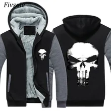 Fivsole, размер США, толстовки с черепами, мужская куртка, зимнее пальто для мужчин, свободная шерстяная подкладка, флисовая толстовка с принтом черепа, Мужская толстовка на молнии