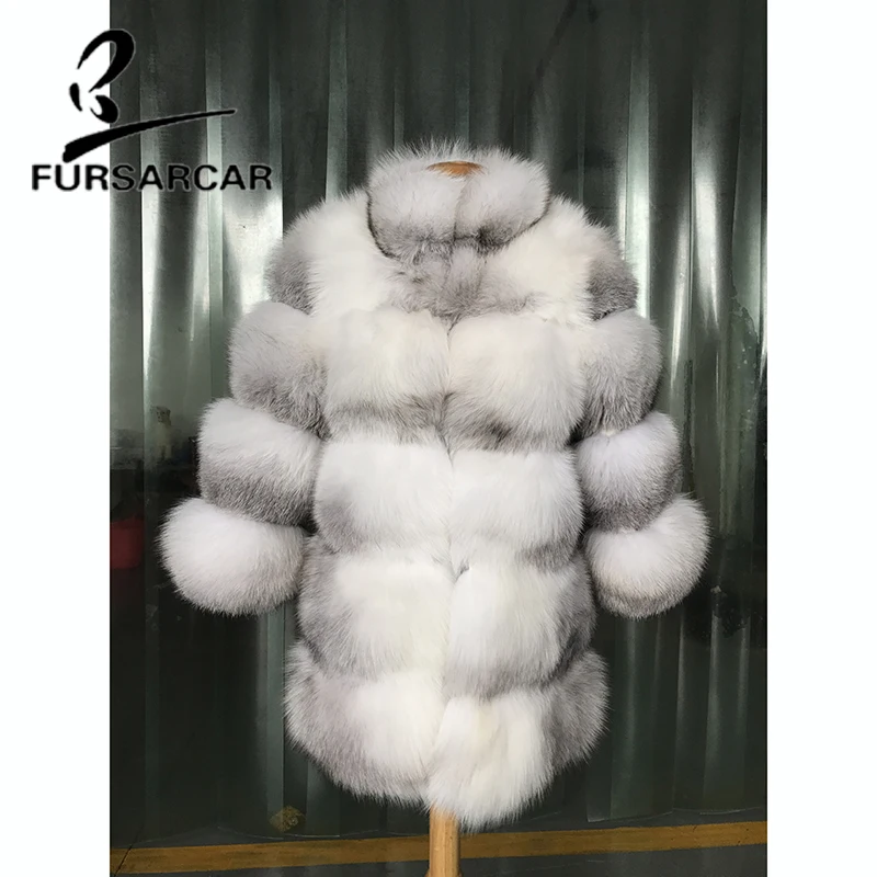 

FURSARCAR 2018 New Style Real Fox Fur Coat Women Winter 70 CM Long Luxury Fox Fur Jacket Top Quality Thick Warm Female Fur Coat