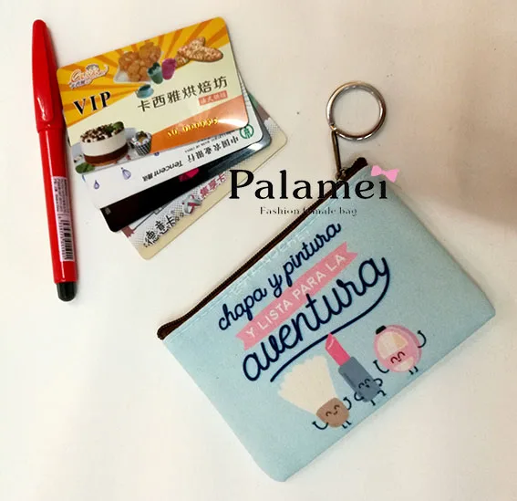 HOT New style coin purse good quality 100 cotton Square coin purse with Key ring coin wallet bag women purse