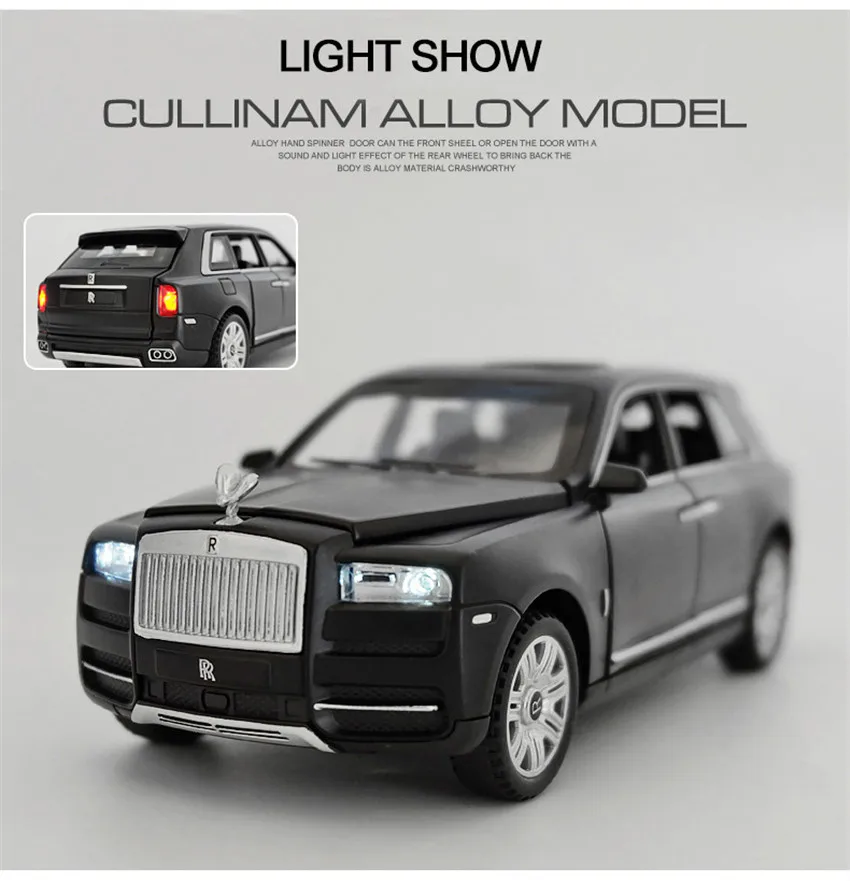 1:32 шкала Rolls Royce Cullinan литье под давлением модель автомобиля детский металлический звук и светильник SUV7 открытая дверь Модель игрушки