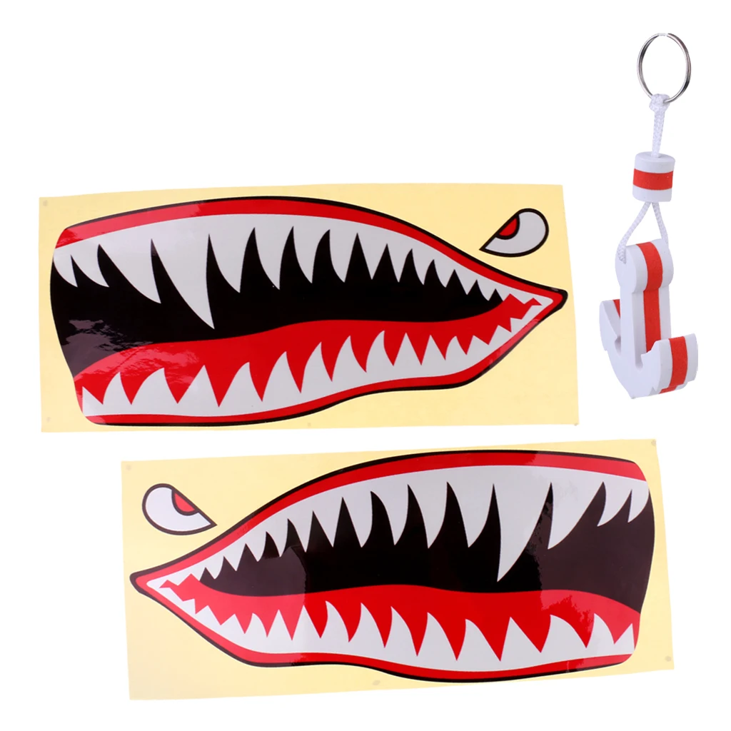2pcs Waterproof Kayak Boat Stickers Decals + EVA White Marine Floating Buoyant Key Ring Swimming Boating Canoeing Dinghy Yacht