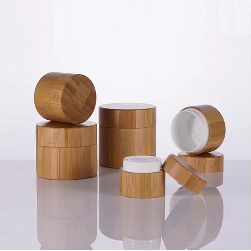 Bamboo Cream Jar PP Plastic Container 10G 20G 30G 50G Empty Refillable Bottle Cosmetic Packaging Pot Bamboo Wooden Jar (6)